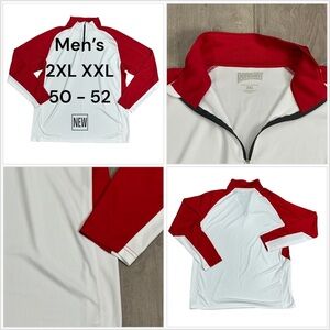 Men’s Pennant XXL 2XL Lightweight Pullover Red White 1/4 Zip Long Sleeve NWOT
